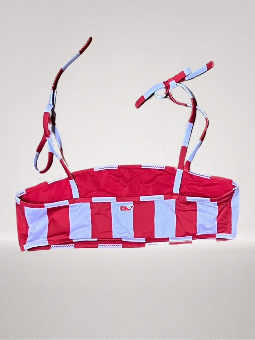 Girls Red White Striped 2 Piece Bikini Swimsuit Size 8/10 Whale Logo